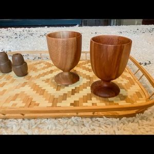 SOLD Vintage Wooden Wine Goblets